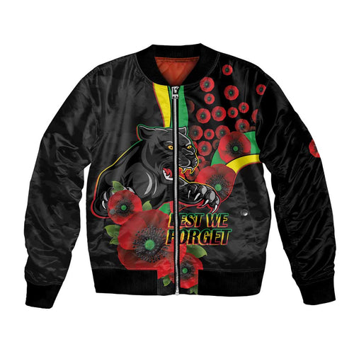 Penrith Panthers ANZAC Personalised Bomber Jacket Lest We Forget Poppy Camo