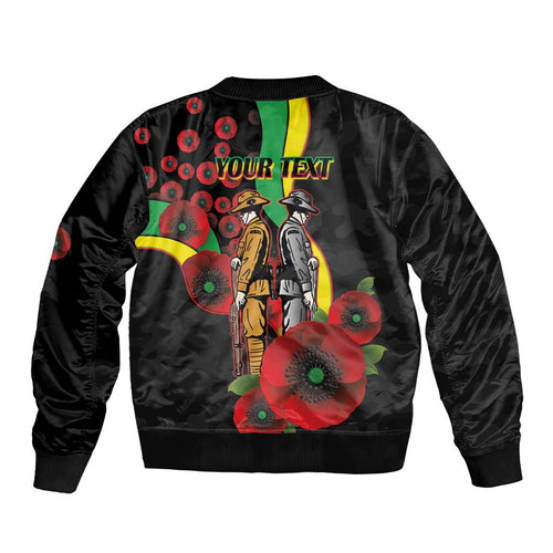 Penrith Panthers ANZAC Personalised Bomber Jacket Lest We Forget Poppy Camo