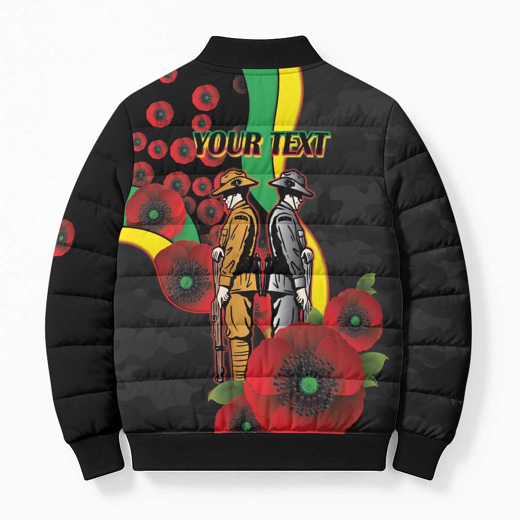 Penrith Panthers ANZAC Personalised Bomber Puffer Jacket Lest We Forget Poppy Camo