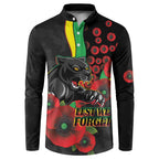 Penrith Panthers ANZAC Personalised Button Sweatshirt Lest We Forget Poppy Camo