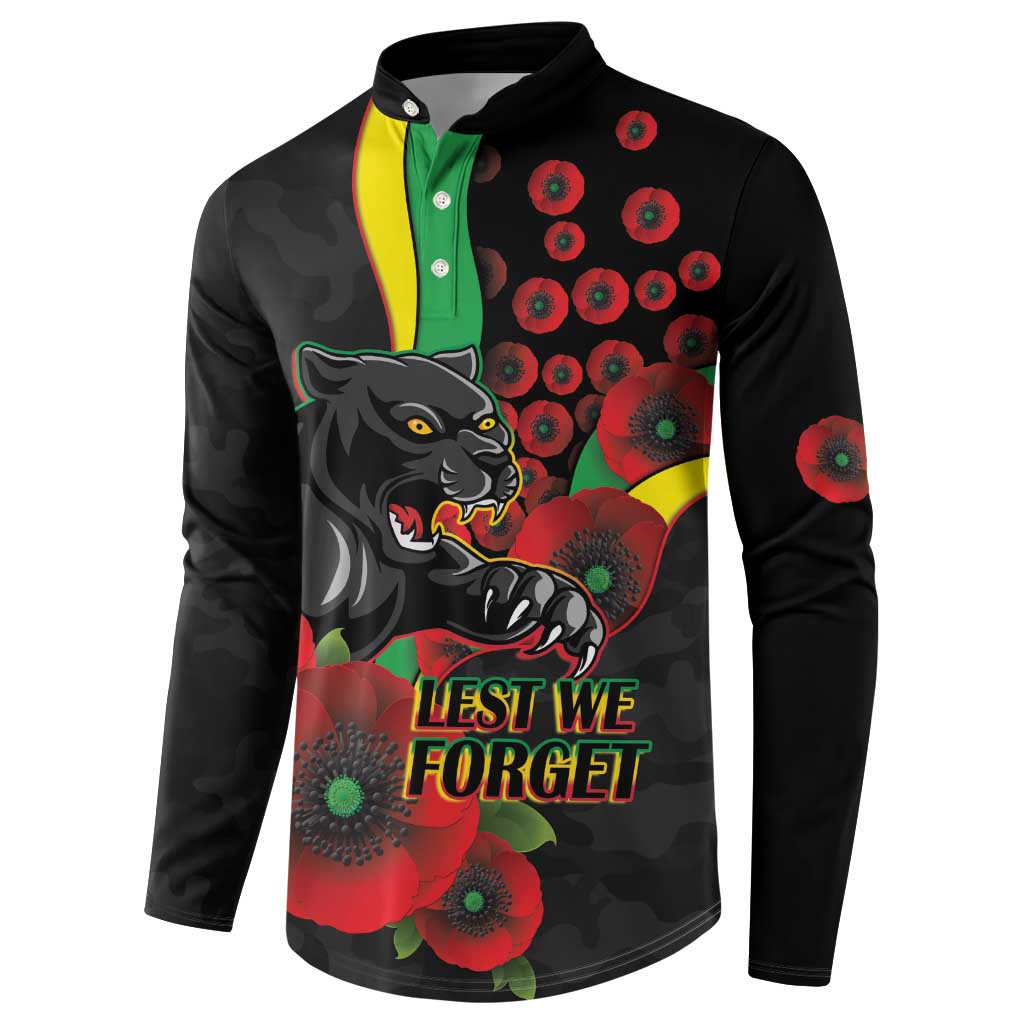 Penrith Panthers ANZAC Personalised Button Sweatshirt Lest We Forget Poppy Camo