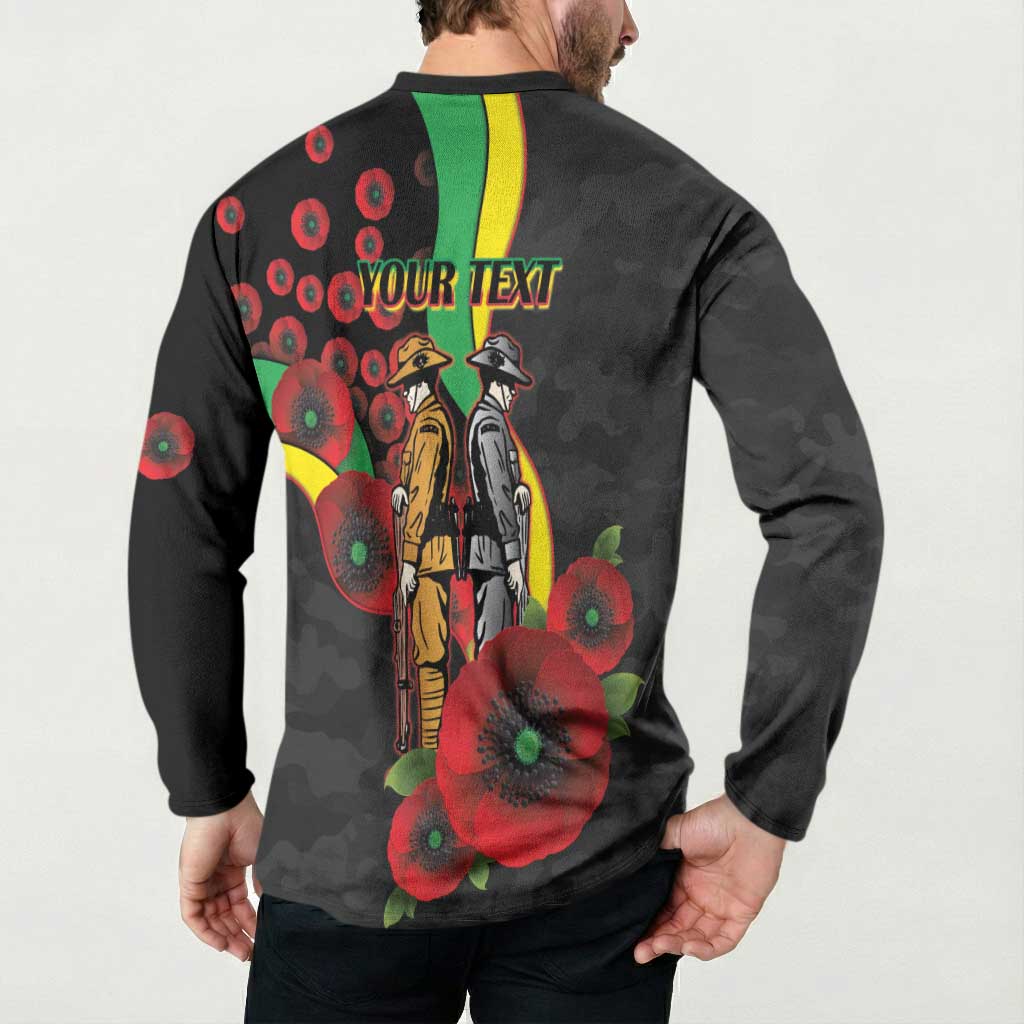 Penrith Panthers ANZAC Personalised Button Sweatshirt Lest We Forget Poppy Camo