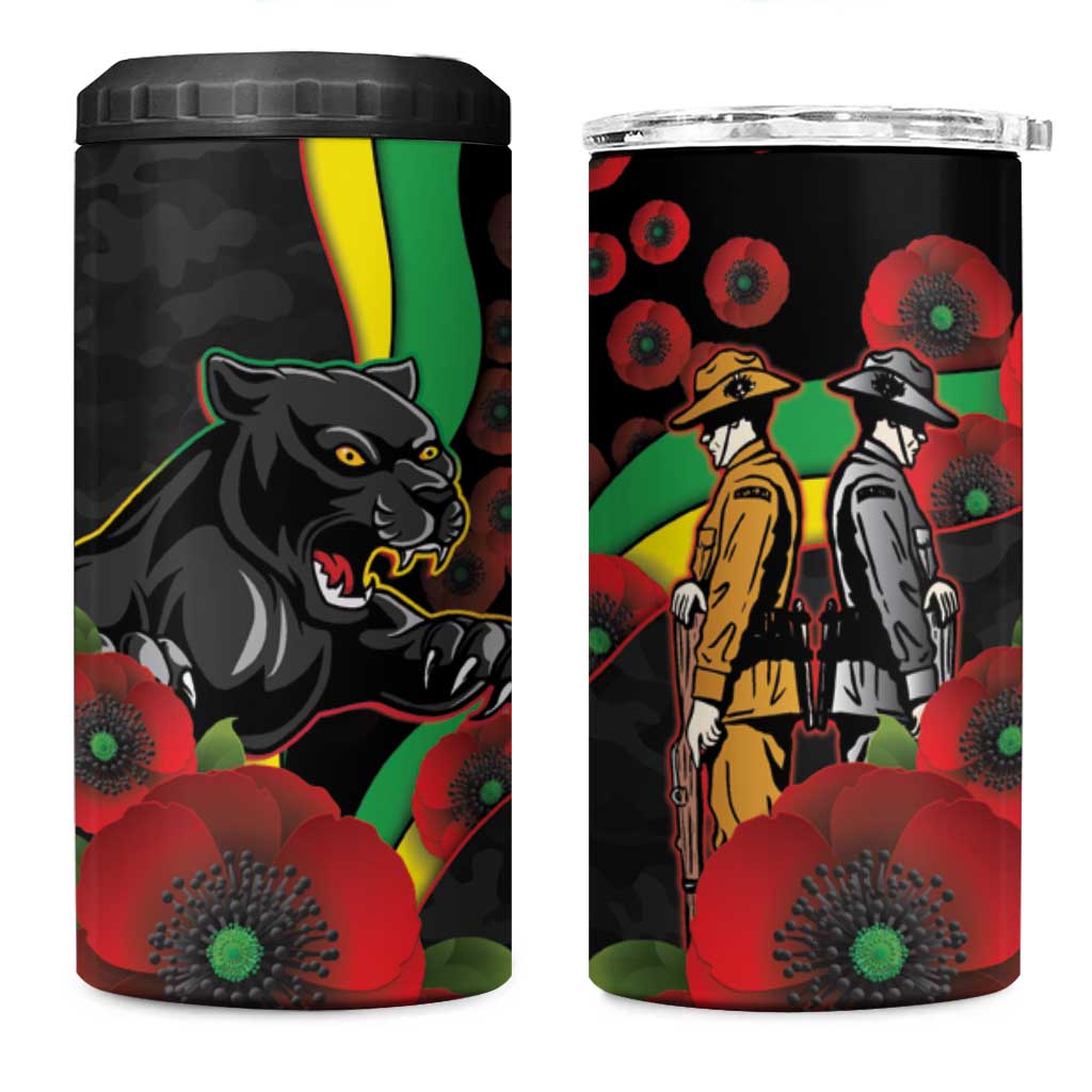 Penrith Panthers ANZAC Personalised 4 in 1 Can Cooler Tumbler Lest We Forget Poppy Camo