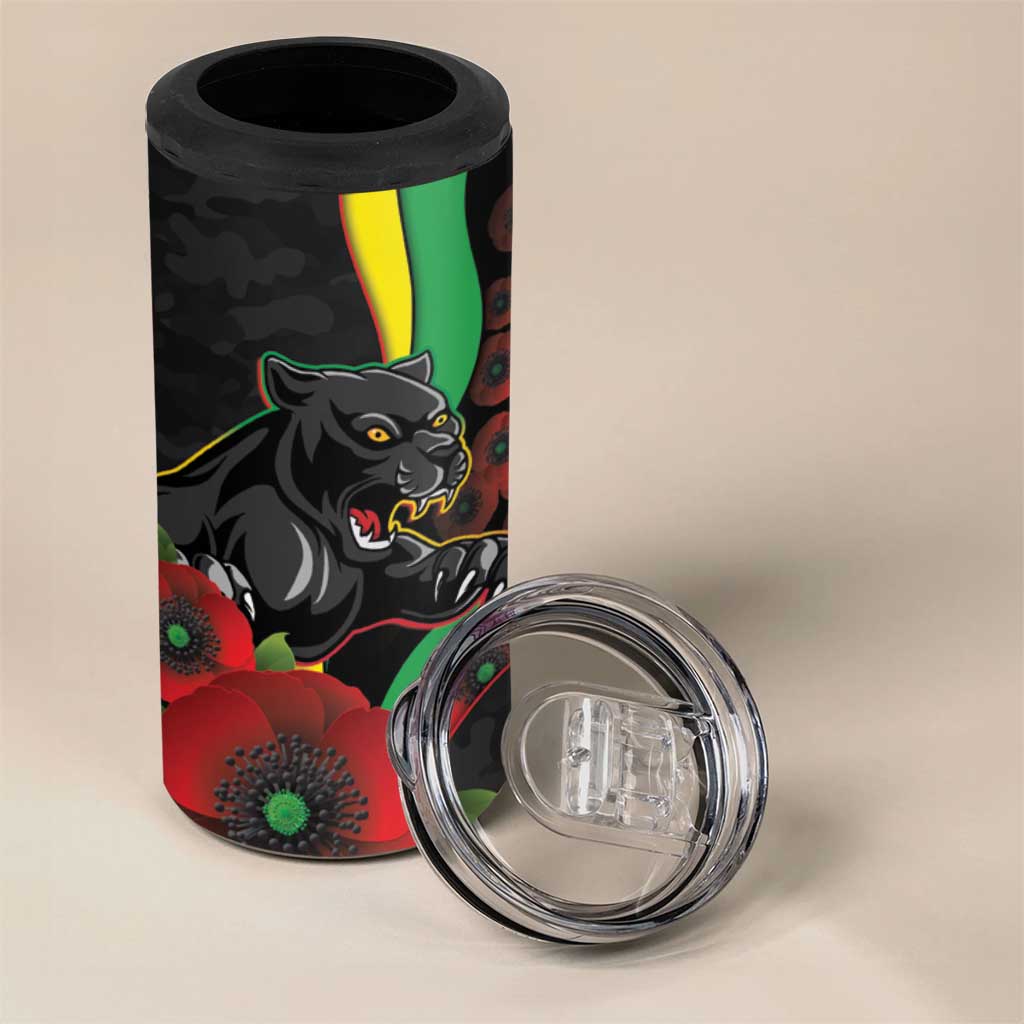 Penrith Panthers ANZAC Personalised 4 in 1 Can Cooler Tumbler Lest We Forget Poppy Camo