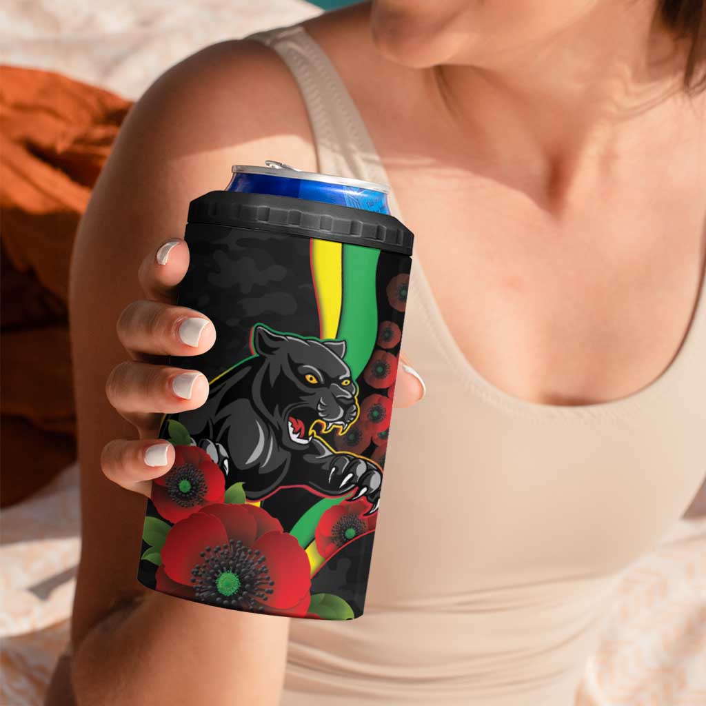 Penrith Panthers ANZAC Personalised 4 in 1 Can Cooler Tumbler Lest We Forget Poppy Camo