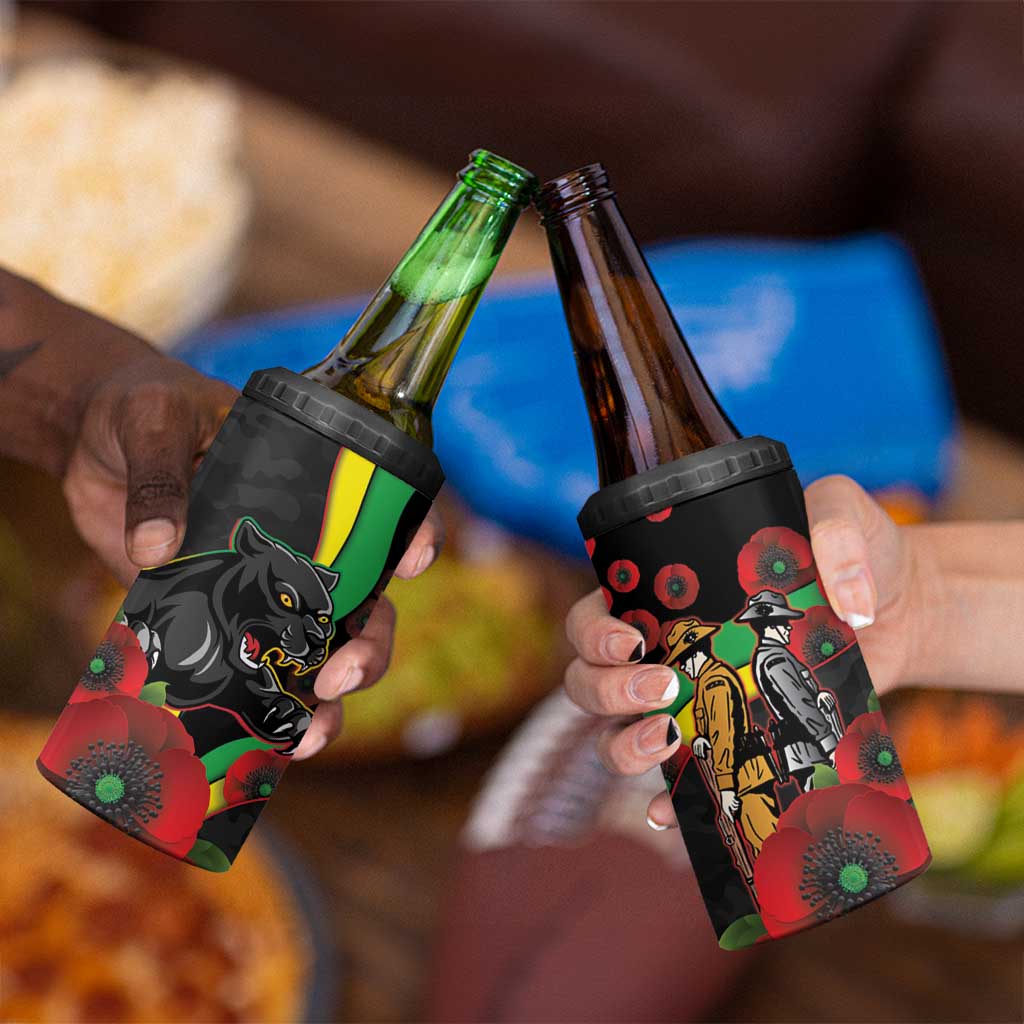 Penrith Panthers ANZAC Personalised 4 in 1 Can Cooler Tumbler Lest We Forget Poppy Camo