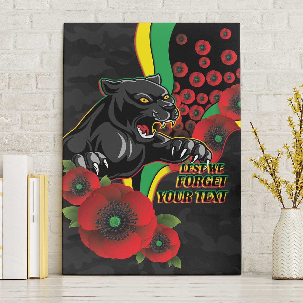 Penrith Panthers ANZAC Personalised Canvas Wall Art Lest We Forget Poppy Camo