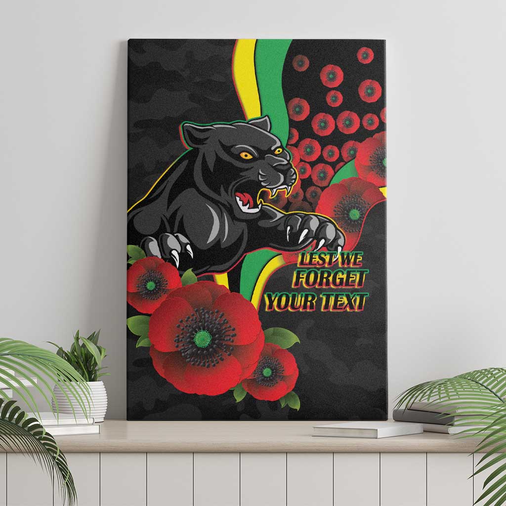 Penrith Panthers ANZAC Personalised Canvas Wall Art Lest We Forget Poppy Camo