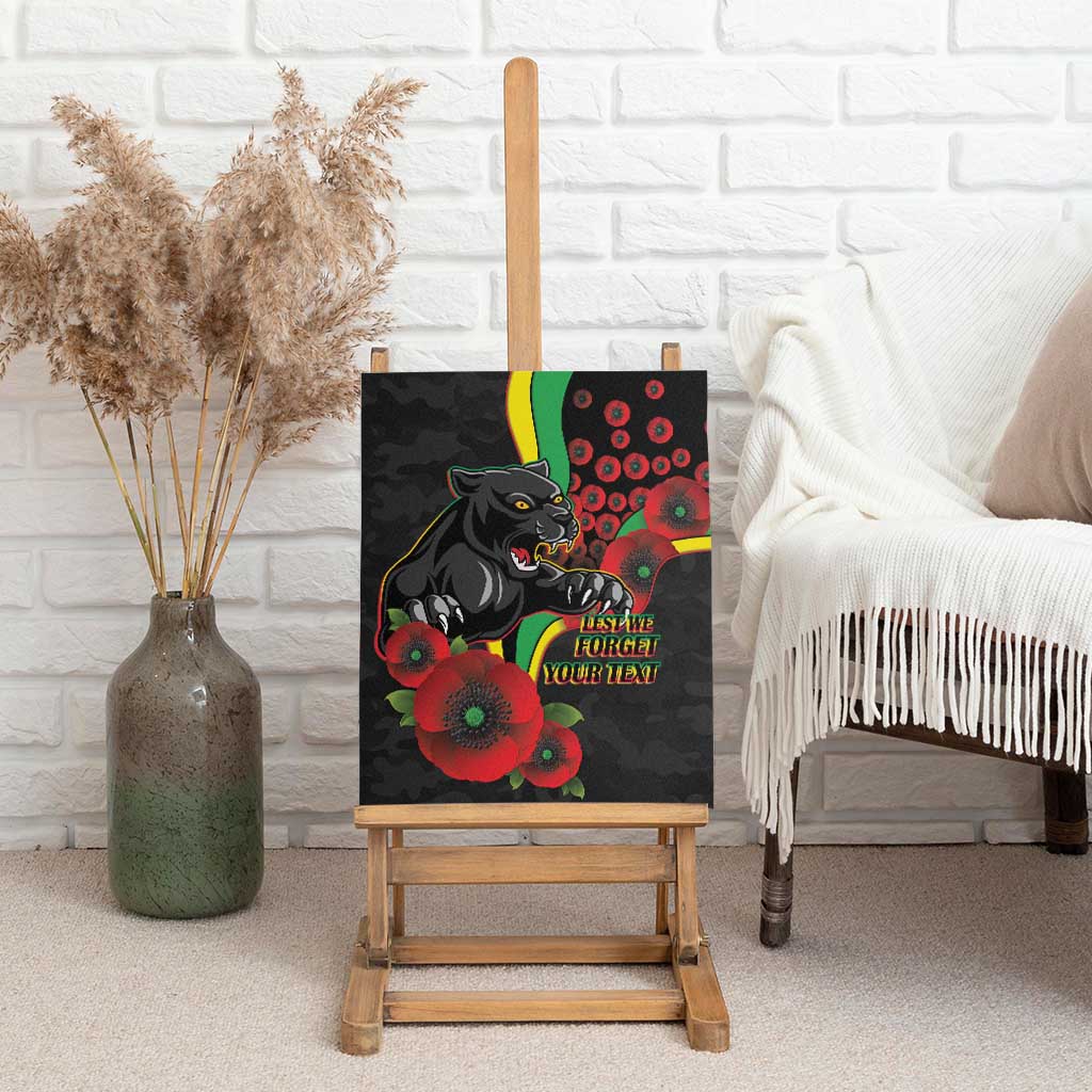 Penrith Panthers ANZAC Personalised Canvas Wall Art Lest We Forget Poppy Camo