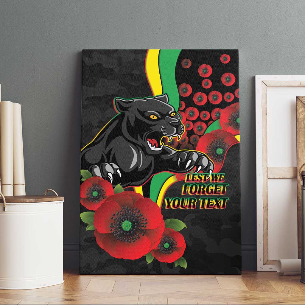 Penrith Panthers ANZAC Personalised Canvas Wall Art Lest We Forget Poppy Camo