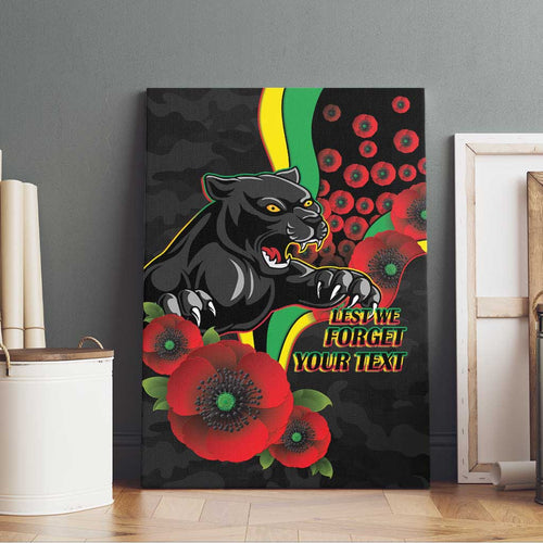 Penrith Panthers ANZAC Personalised Canvas Wall Art Lest We Forget Poppy Camo