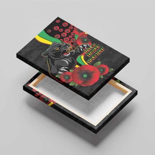Penrith Panthers ANZAC Personalised Canvas Wall Art Lest We Forget Poppy Camo