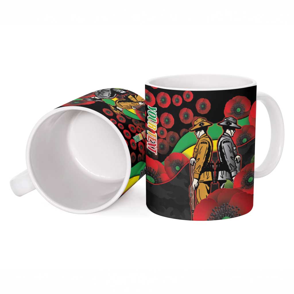 Penrith Panthers ANZAC Personalised Ceramic Mug Lest We Forget Poppy Camo