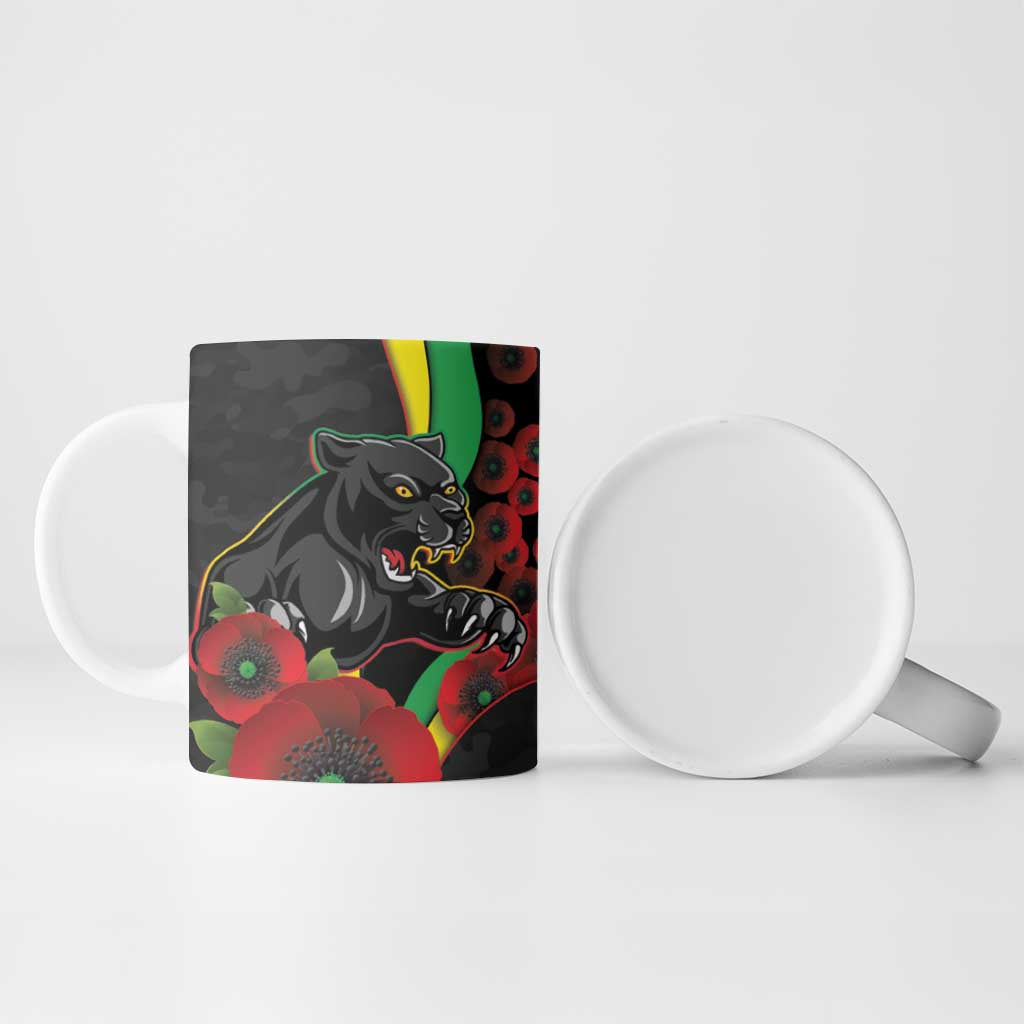 Penrith Panthers ANZAC Personalised Ceramic Mug Lest We Forget Poppy Camo