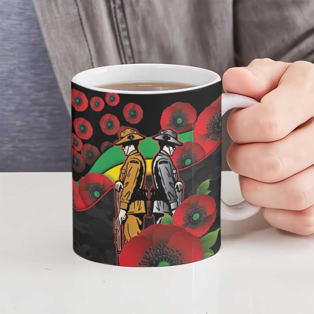 Penrith Panthers ANZAC Personalised Ceramic Mug Lest We Forget Poppy Camo