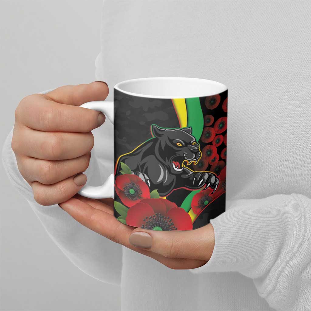 Penrith Panthers ANZAC Personalised Ceramic Mug Lest We Forget Poppy Camo