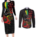 Penrith Panthers ANZAC Personalised Couples Matching Long Sleeve Bodycon Dress and Long Sleeve Button Shirt Lest We Forget Poppy Camo