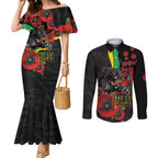 Penrith Panthers ANZAC Personalised Couples Matching Mermaid Dress and Long Sleeve Button Shirt Lest We Forget Poppy Camo