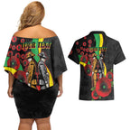 Penrith Panthers ANZAC Personalised Couples Matching Off Shoulder Short Dress and Hawaiian Shirt Lest We Forget Poppy Camo