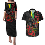 Penrith Panthers ANZAC Personalised Couples Matching Puletasi and Hawaiian Shirt Lest We Forget Poppy Camo