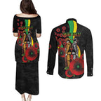 Penrith Panthers ANZAC Personalised Couples Matching Puletasi and Long Sleeve Button Shirt Lest We Forget Poppy Camo