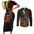 Penrith Panthers ANZAC Personalised Couples Matching Short Sleeve Bodycon Dress and Long Sleeve Button Shirt Lest We Forget Poppy Camo