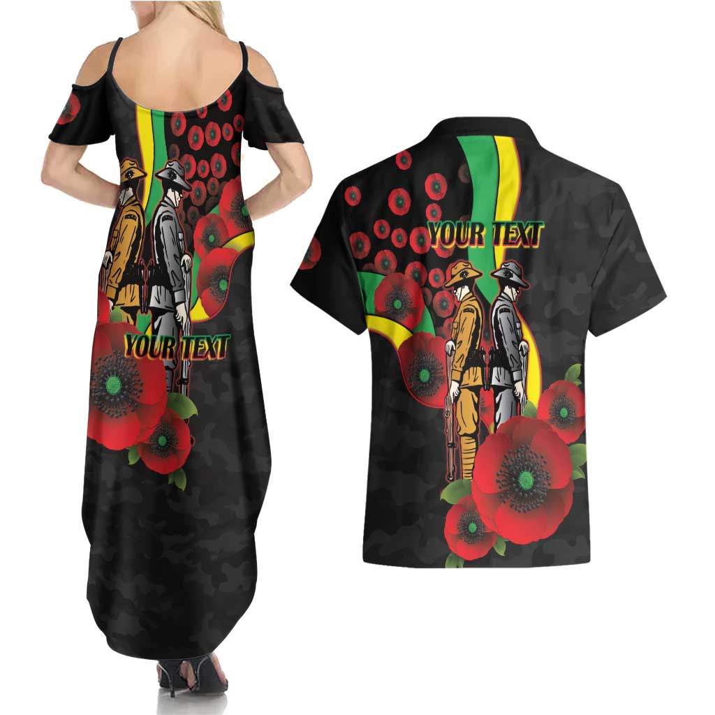 Penrith Panthers ANZAC Personalised Couples Matching Summer Maxi Dress and Hawaiian Shirt Lest We Forget Poppy Camo