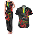 Penrith Panthers ANZAC Personalised Couples Matching Tank Maxi Dress and Hawaiian Shirt Lest We Forget Poppy Camo