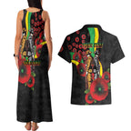 Penrith Panthers ANZAC Personalised Couples Matching Tank Maxi Dress and Hawaiian Shirt Lest We Forget Poppy Camo