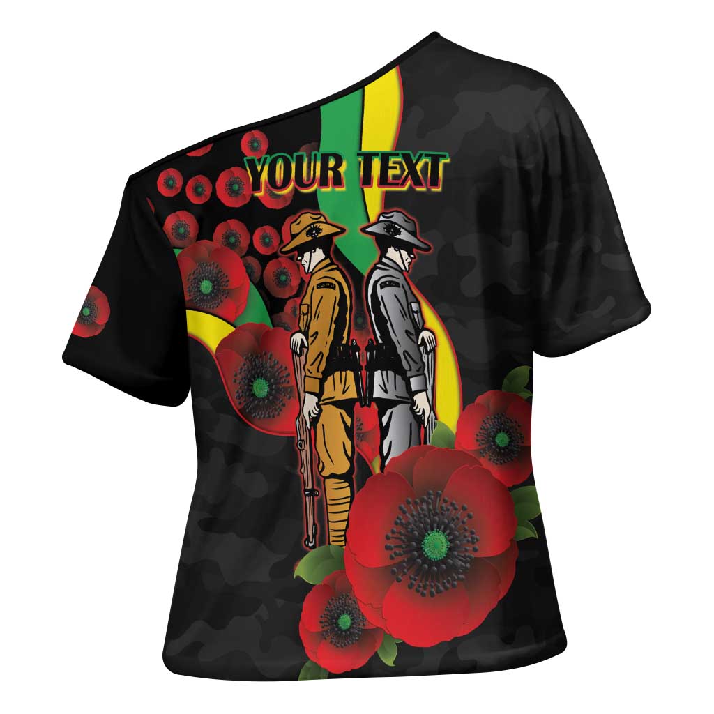 Penrith Panthers ANZAC Personalised Cross Shoulder Shirt Lest We Forget Poppy Camo