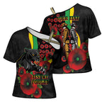 Penrith Panthers ANZAC Personalised Cross Shoulder Shirt Lest We Forget Poppy Camo