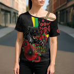 Penrith Panthers ANZAC Personalised Cross Shoulder Shirt Lest We Forget Poppy Camo