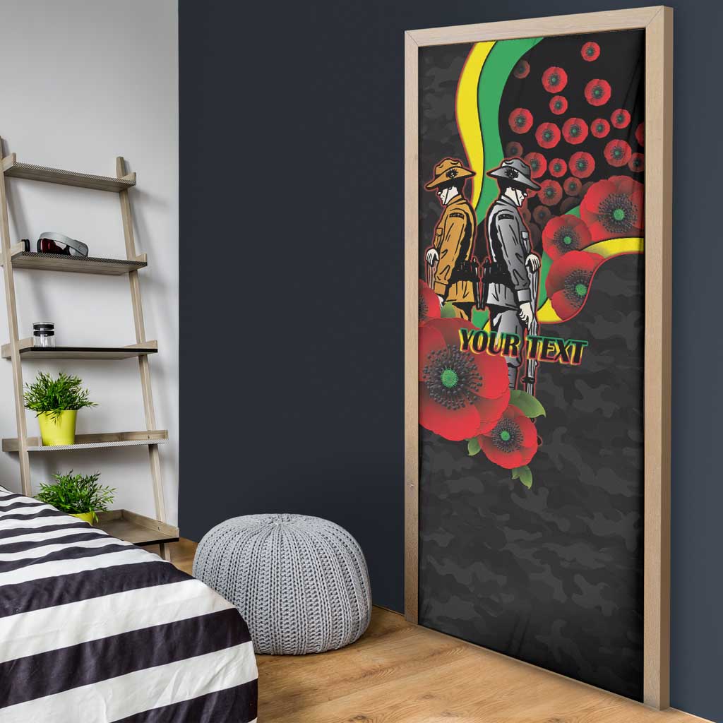 Penrith Panthers ANZAC Personalised Door Cover Lest We Forget Poppy Camo