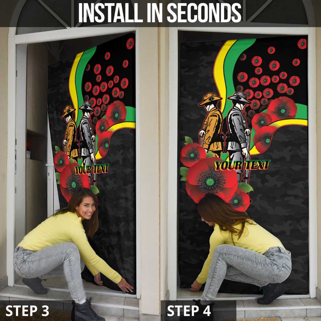 Penrith Panthers ANZAC Personalised Door Cover Lest We Forget Poppy Camo