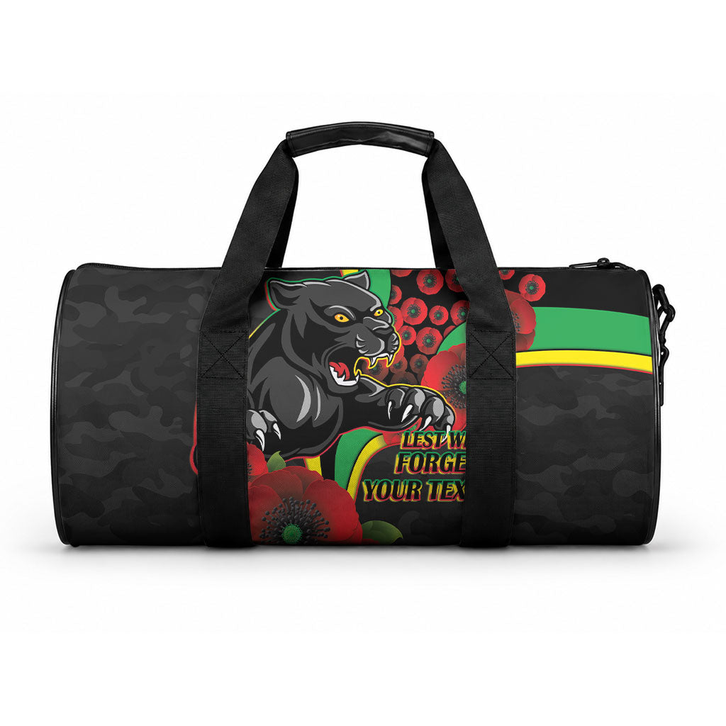 Penrith Panthers ANZAC Personalised Duffle Bag Lest We Forget Poppy Camo