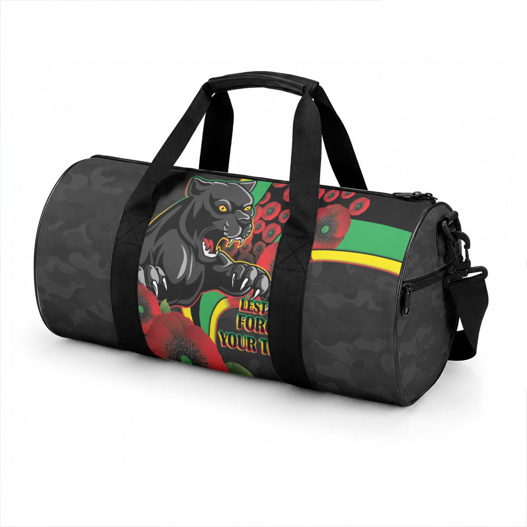 Penrith Panthers ANZAC Personalised Duffle Bag Lest We Forget Poppy Camo