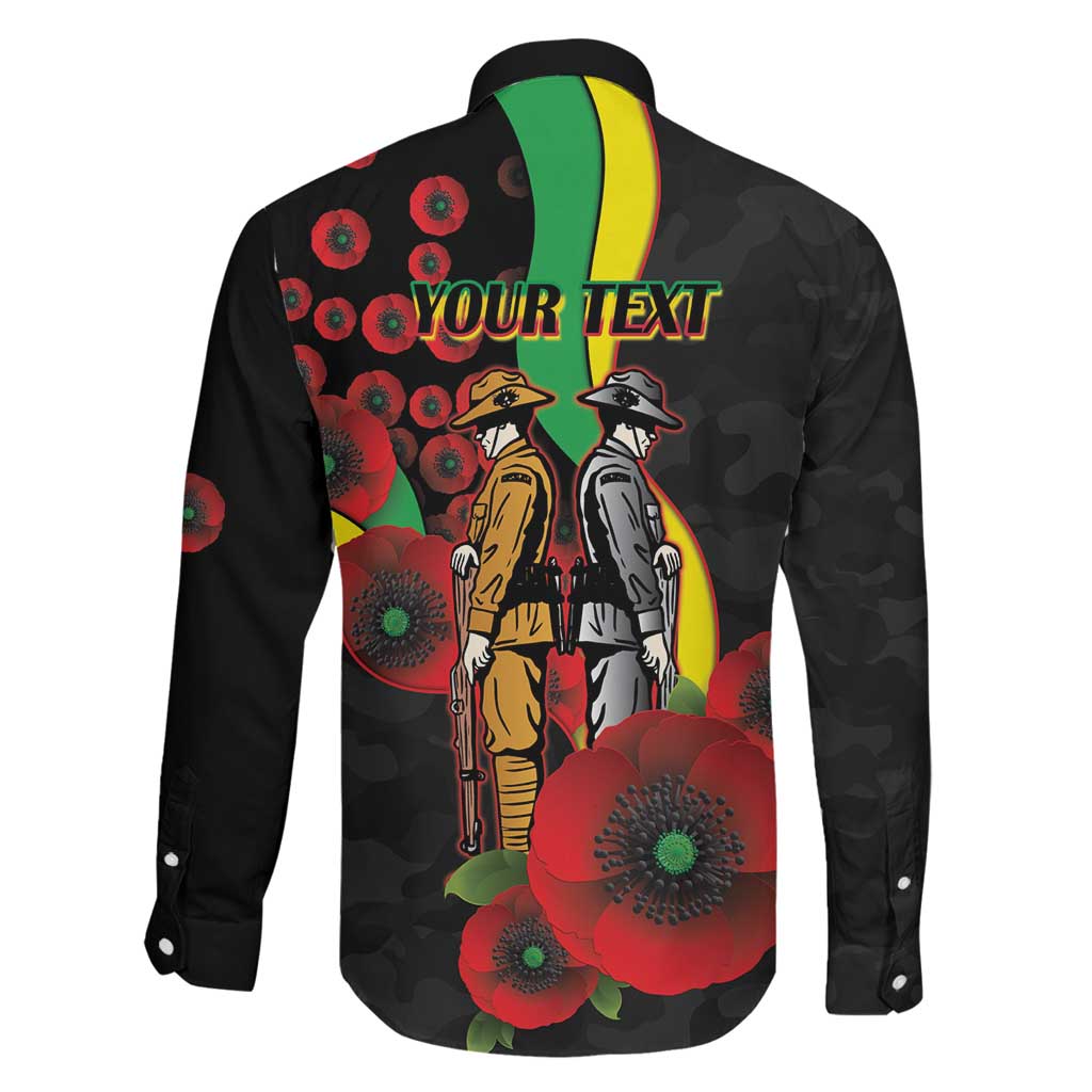 Penrith Panthers ANZAC Personalised Family Matching Off Shoulder Maxi Dress and Hawaiian Shirt Lest We Forget Poppy Camo