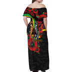 Penrith Panthers ANZAC Personalised Family Matching Off Shoulder Maxi Dress and Hawaiian Shirt Lest We Forget Poppy Camo