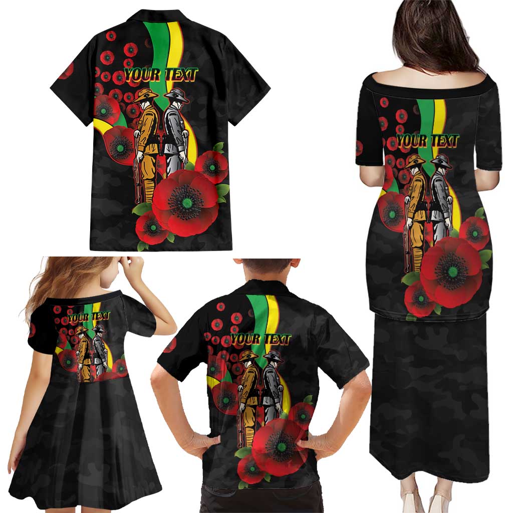 Penrith Panthers ANZAC Personalised Family Matching Puletasi and Hawaiian Shirt Lest We Forget Poppy Camo