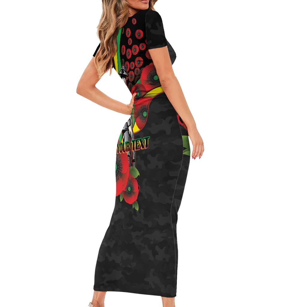 Penrith Panthers ANZAC Personalised Family Matching Short Sleeve Bodycon Dress and Hawaiian Shirt Lest We Forget Poppy Camo
