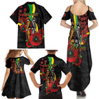 Penrith Panthers ANZAC Personalised Family Matching Summer Maxi Dress and Hawaiian Shirt Lest We Forget Poppy Camo