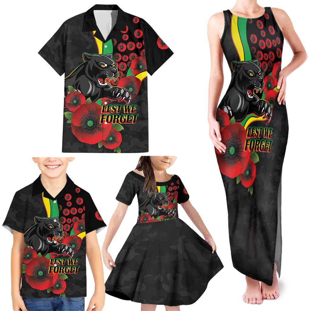 Penrith Panthers ANZAC Personalised Family Matching Tank Maxi Dress and Hawaiian Shirt Lest We Forget Poppy Camo