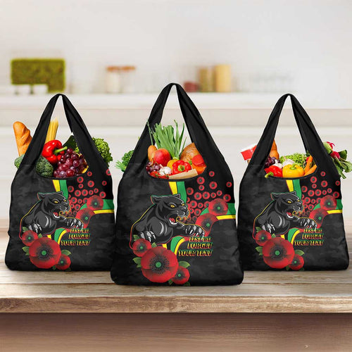 Penrith Panthers ANZAC Personalised Grocery Bag Lest We Forget Poppy Camo