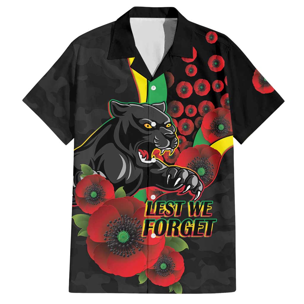 Penrith Panthers ANZAC Personalised Hawaiian Shirt Lest We Forget Poppy Camo