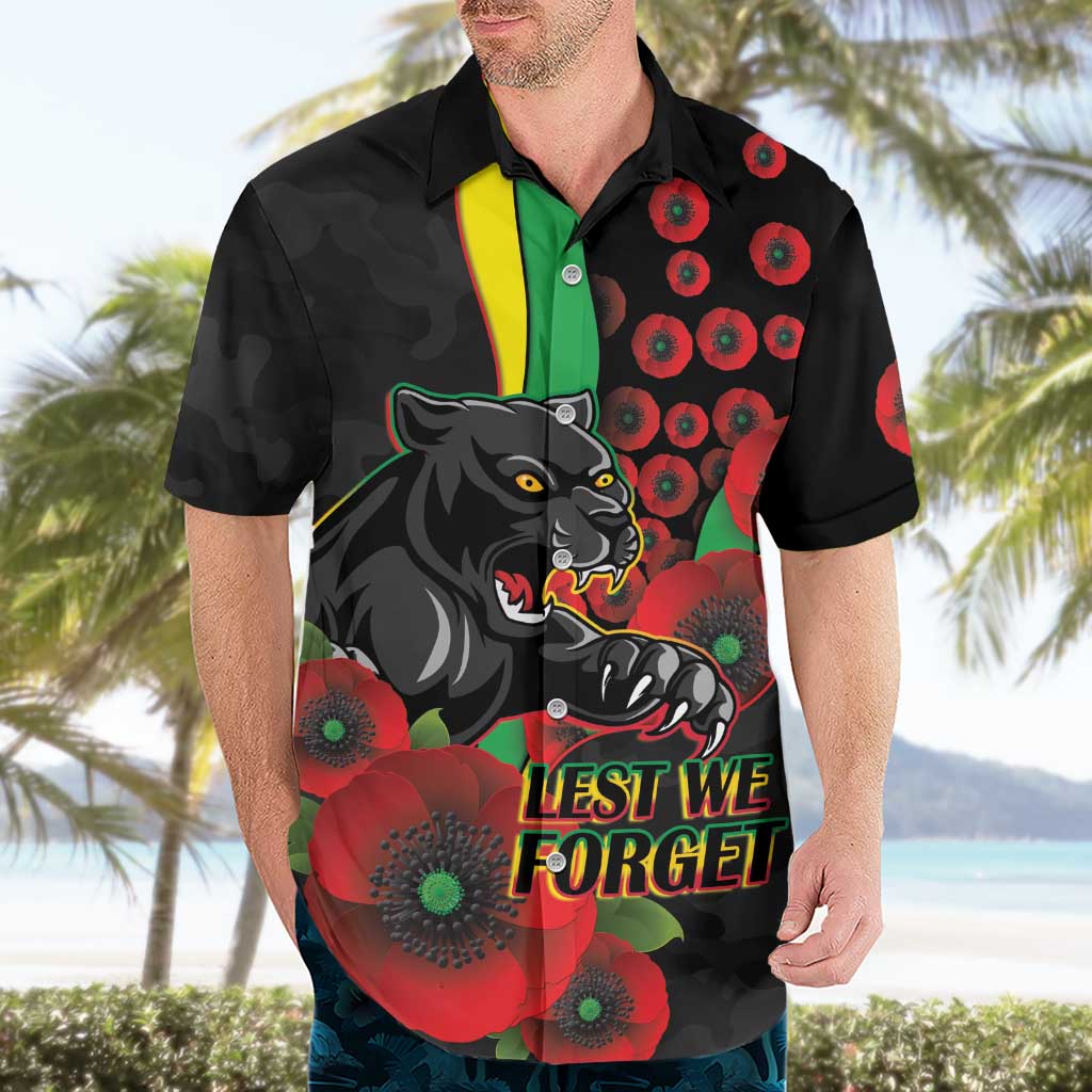 Penrith Panthers ANZAC Personalised Hawaiian Shirt Lest We Forget Poppy Camo