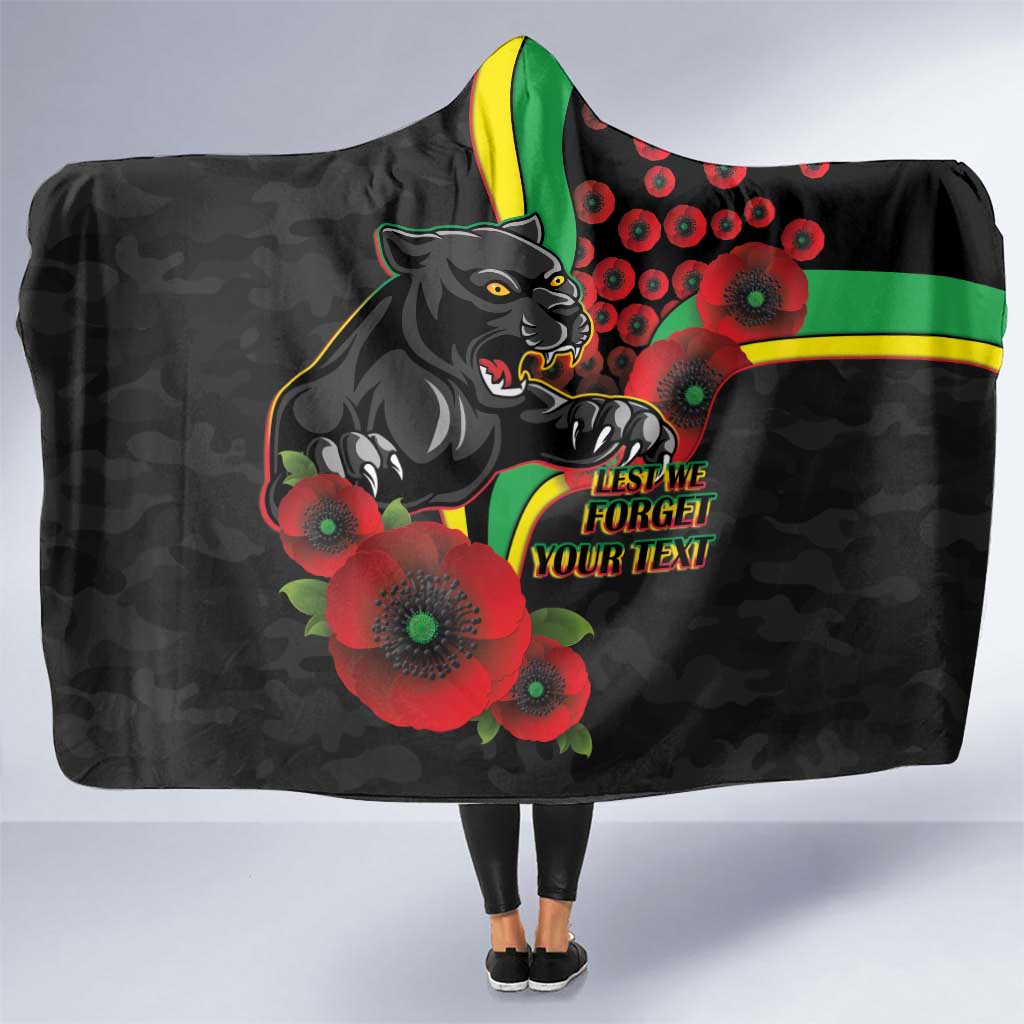 Penrith Panthers ANZAC Personalised Hooded Blanket Lest We Forget Poppy Camo