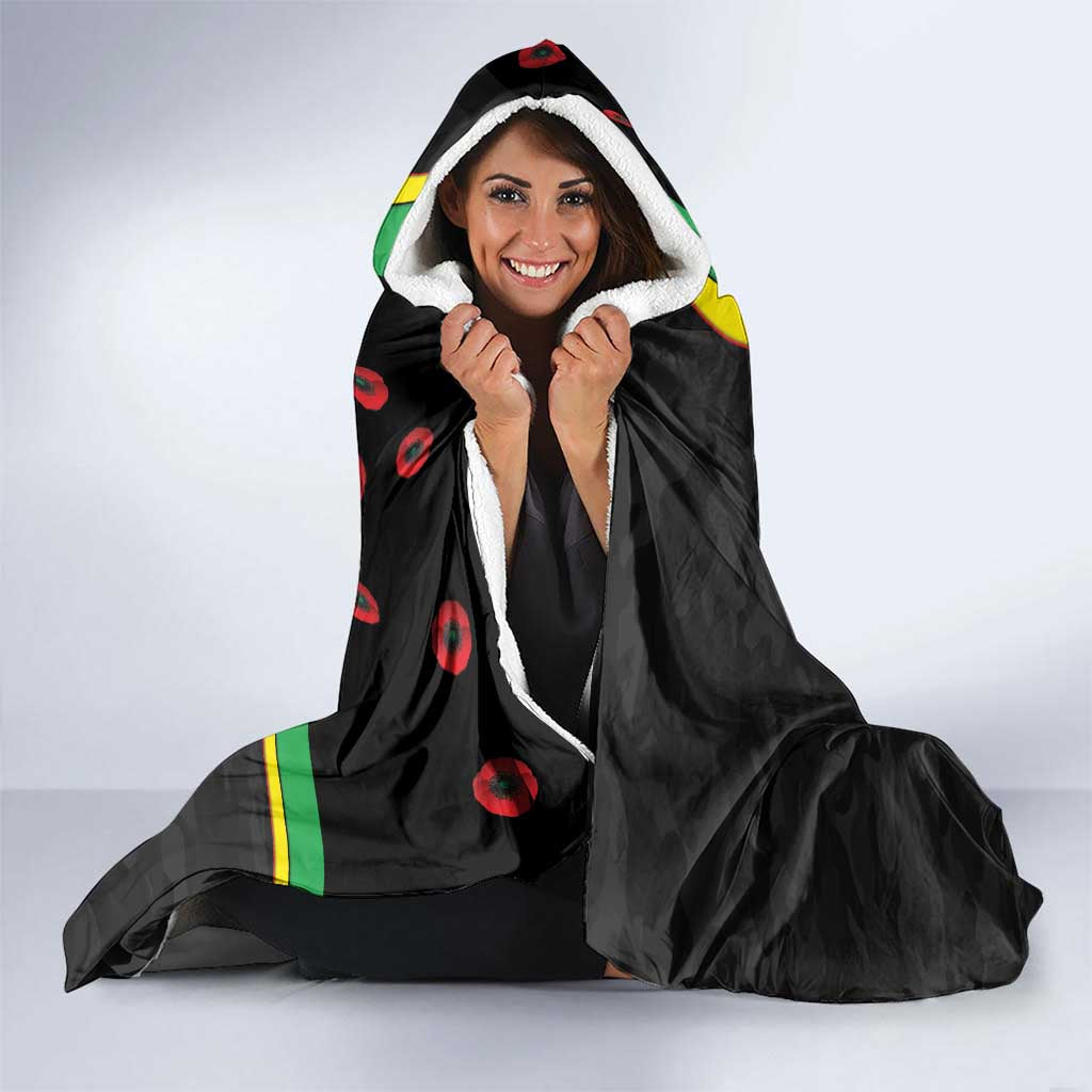 Penrith Panthers ANZAC Personalised Hooded Blanket Lest We Forget Poppy Camo