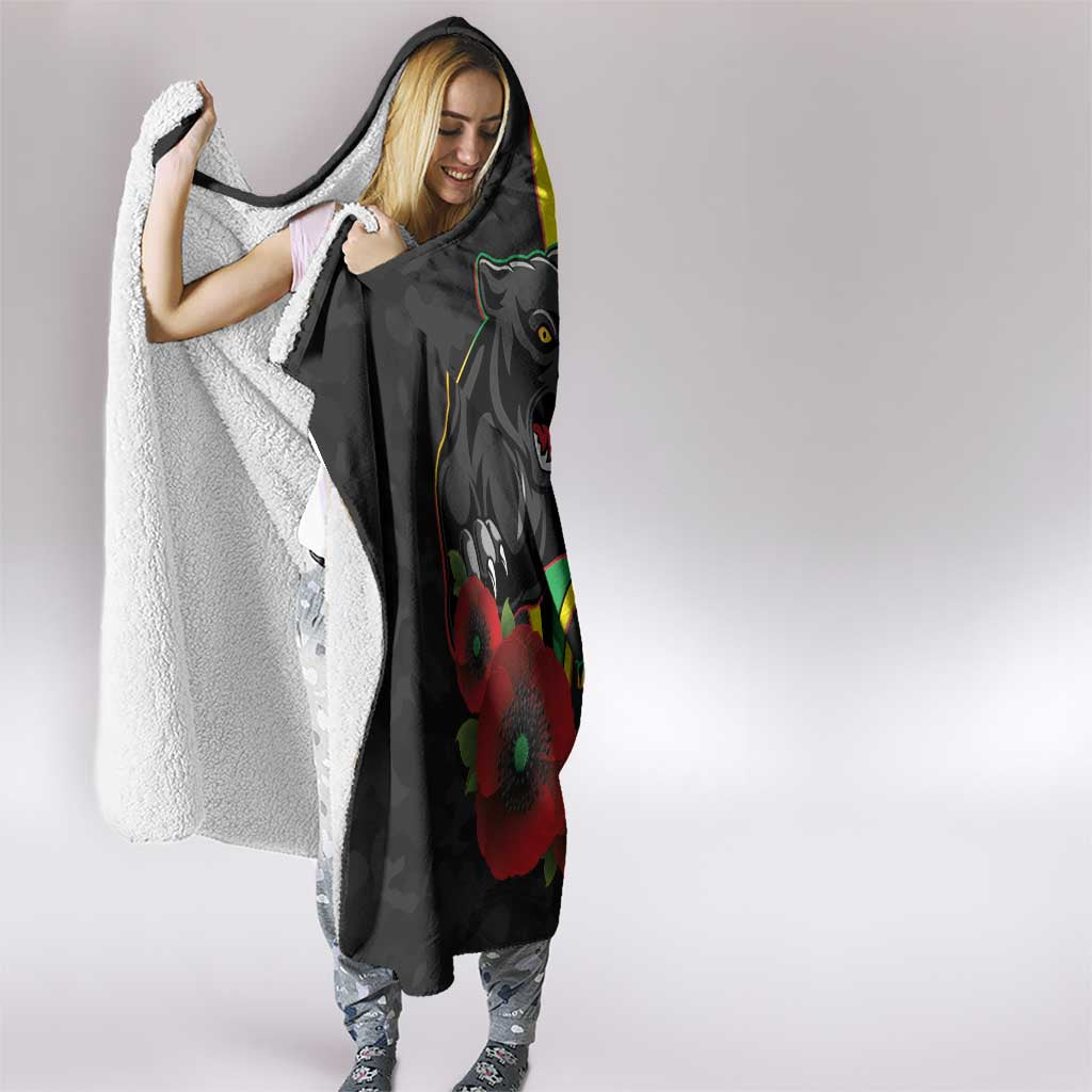 Penrith Panthers ANZAC Personalised Hooded Blanket Lest We Forget Poppy Camo
