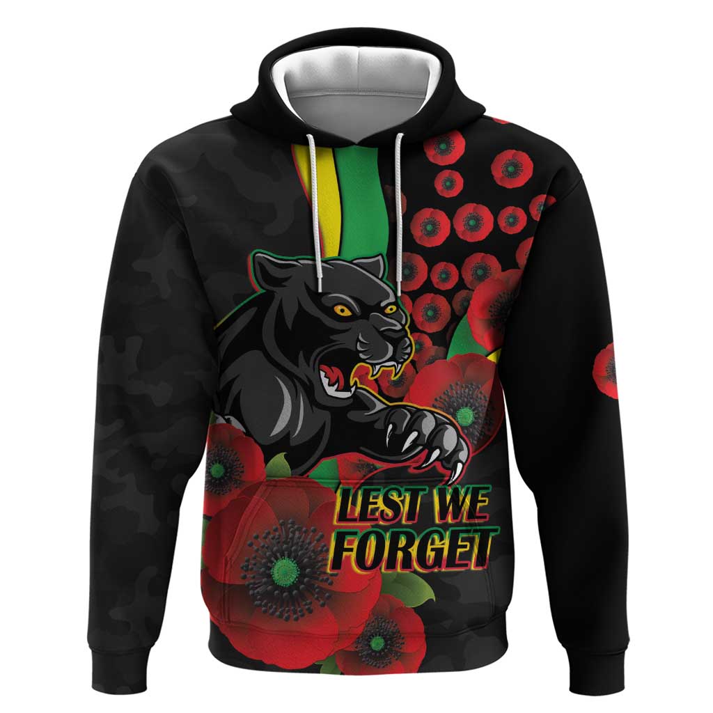 Penrith Panthers ANZAC Personalised Hoodie Lest We Forget Poppy Camo