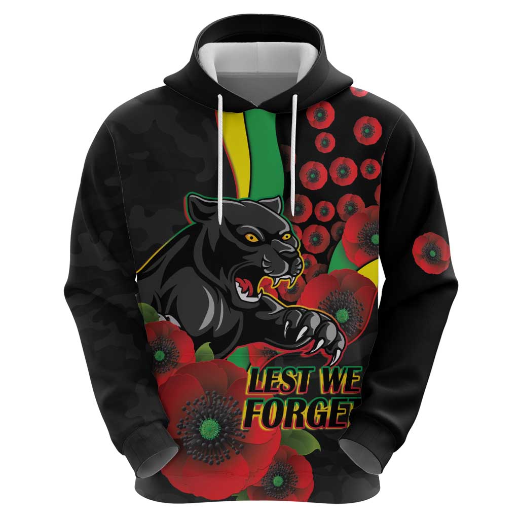 Penrith Panthers ANZAC Personalised Hoodie Lest We Forget Poppy Camo